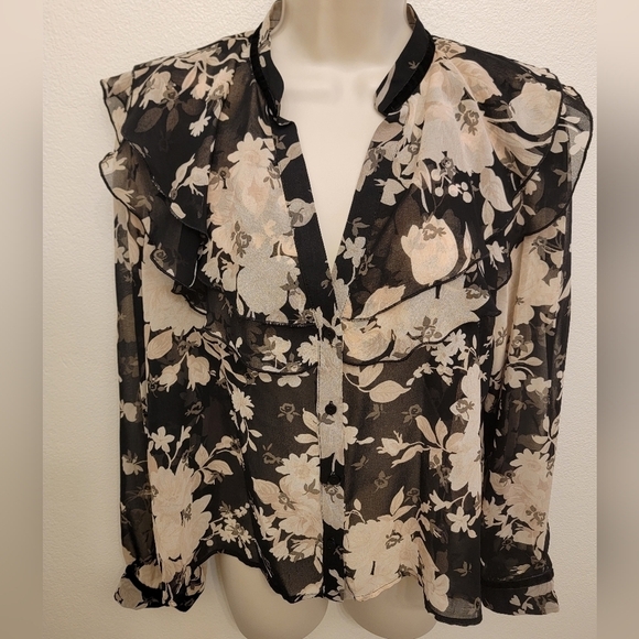 Zara Tops - Zara Ladies Ruffle Long Sleeve Blouse
